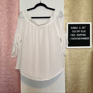 Express Off the Shoulder Romantic White Top